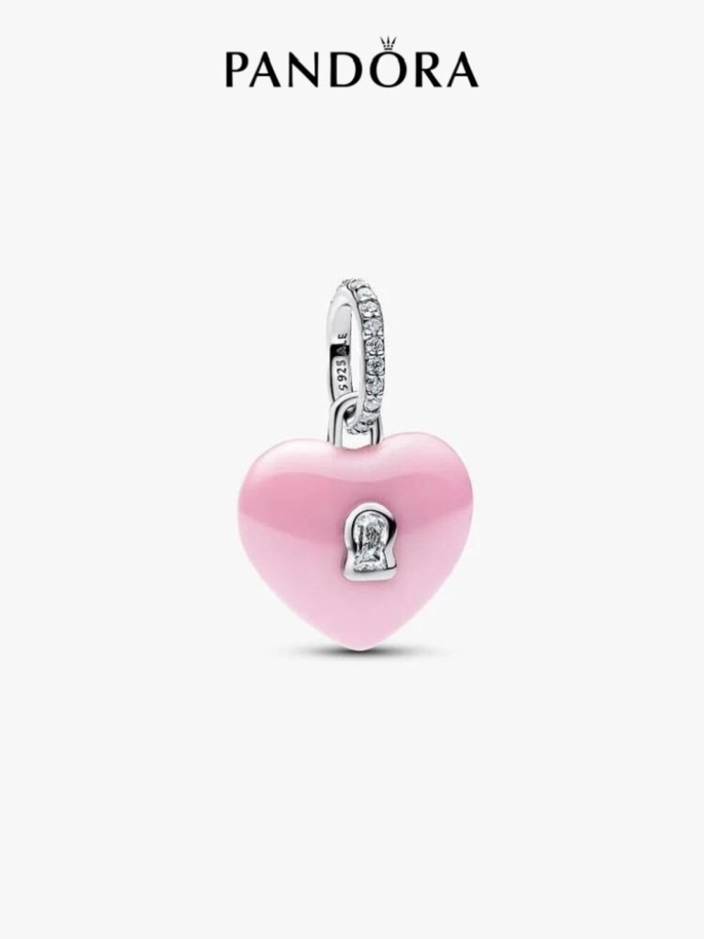 Pandora Pink Ceramic Heart Padlock Dangle Charm